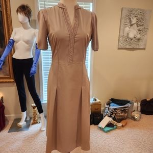 ELIE TAHARI NWT Tan Beige Short Sleeve Aline Dress Size 2
